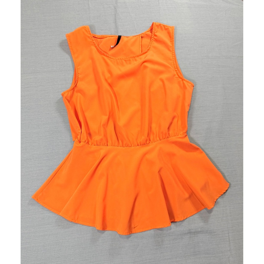 Love‎ Culture Orange Peplum Top Sleeveless Open Crossover Back Womens Small